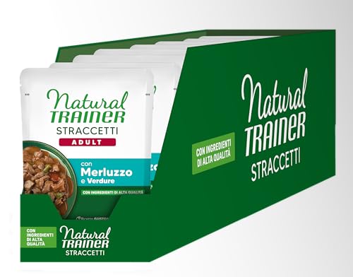 Natural Trainer Straccetti Cibo Umido per Gatti Adulti - Bocconcini in salsa con Merluzzo 22 x 85g