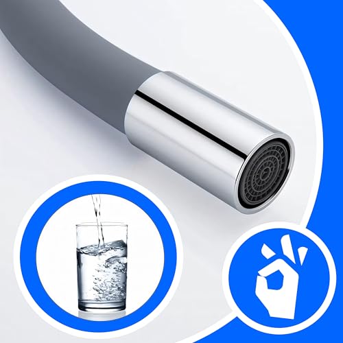 Retoo Wasserhahn Küche Flexibler 360° Drehbar, Küchenarmatur mit Soft Touch Schlauch, Hochdruck Spültischarmatur, Mischbatterie mit Wasserspar Aerator, hoher Auslauf Edelstahl