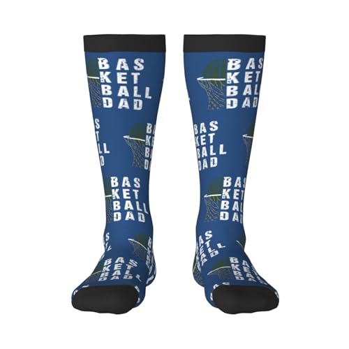 Basketball Dad Calf-Length Color-Blocked Knee-High Socks With 3D Printed Design, Unisex