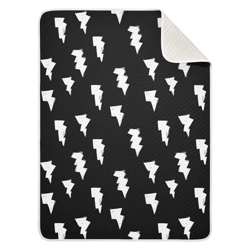 Image of Doodle White Lightning Bolt Baby Swaddle Blanket for Boys and Girls, Muslin Baby Receiving Swaddle Blanket, Soft Cotton Nursery Swaddling Blankets for Newborn Toddler Infant