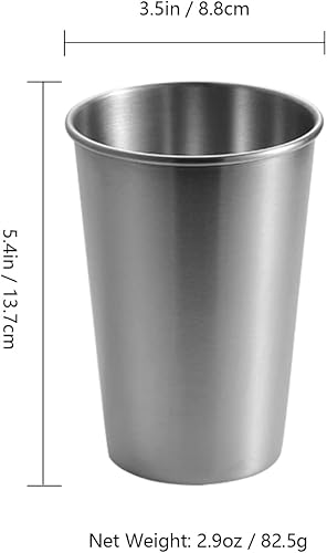 Miniatura 2 de IRONXCO Juego de 4 vasos de acero inoxidable 1810 de 16 onzas, saludables, irrompibles y apilables, vasos para beber, taza de cerveza para bar,