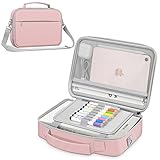 FINPAC Large Bible Cover w/Shoulder Strap, Carrying Book Case Church Bag Bible Protective w/Pen Slots and Zippered Pocket, Gift for Women Lady, Light Pink