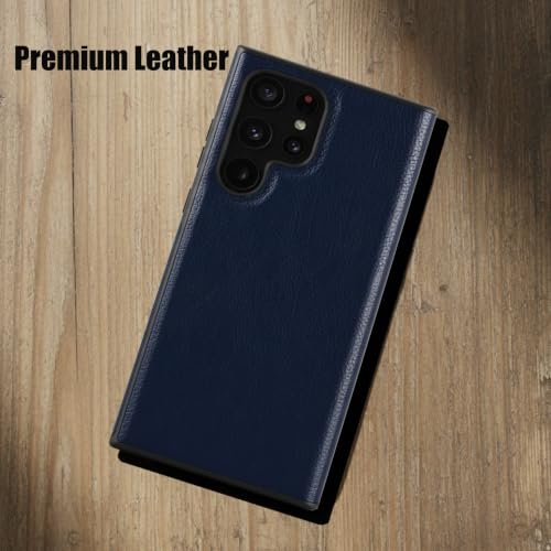 Image of Leather Case for Samsung Galaxy S20 Ultra Premium Protective Stylish Slim Cover with Shockproof Raised Edges Blue