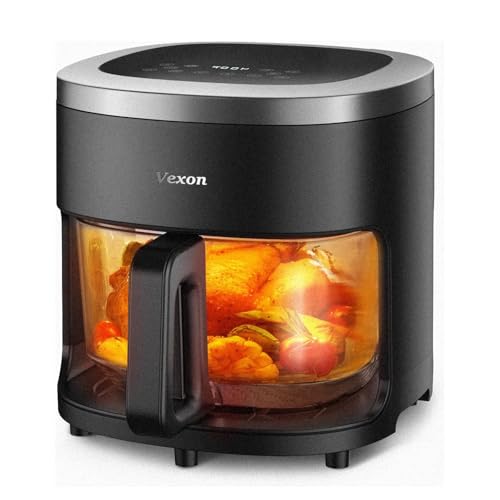 6-IN-1 Glass Air Fryer with 4.5 QT Capacity,Air Fry, Roast, Reheat, Dehydrate, Air Crisp...