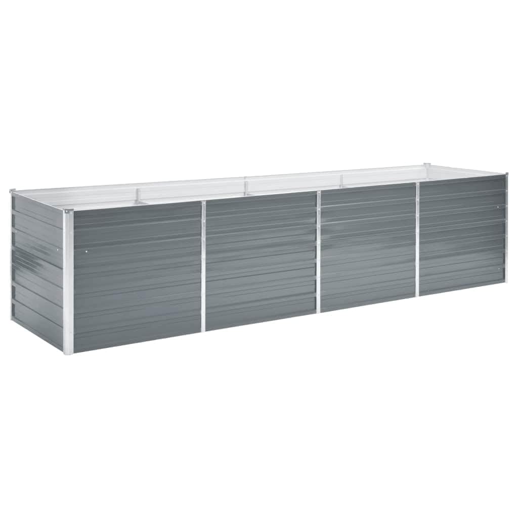 vidaXL Garden Raised Bed Galvanised Steel 320x80x77cm Grey Flower Box Raised Bed