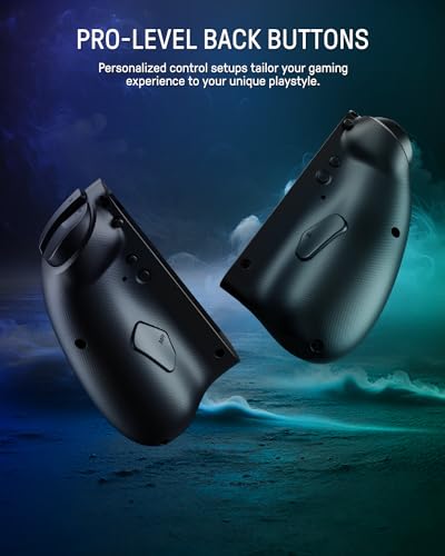 FUNLAB Luminous Switch Controller Compatible with Nintendo Switch/OLED, Ergonomic Joypad Controller for Handheld Mode with 7 LED Colors/Paddle/Turbo - Black - Image 5