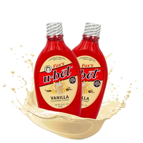 FOX’S U-BET Syrup Bottle – Brooklyn Original Since 1900, Thick, No High Fructose Corn Syrup, Kosher Certified, Fat Free, For Egg Creams, Coffee, Milkshakes & Desserts, 20 oz (2-Pack, Vanilla)