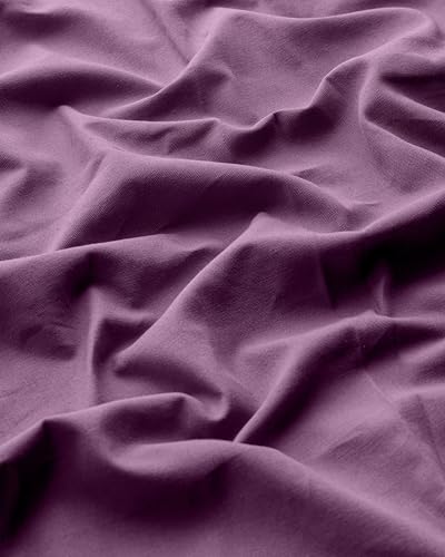 Image of THE LINEN COMPANY Extra Long Solid Curtains 10 Feet, Cotton Duck Canvas Drapes, 10ft Set of 2, Plum