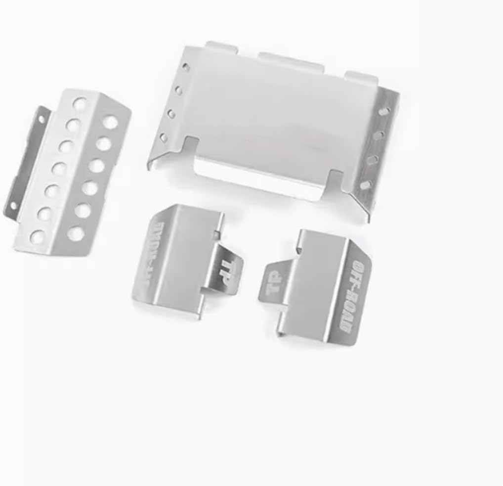 RC Chassis Armor Set for FCX10 FMS 1/10 k5 Stainless Steel Front Center Rear Skid Plate Chassis Armor Protection Plate Upgrade Parts