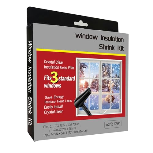 FonsBleaudy Insulating Film Window Kit to Keep Cold Out Window Shrink Film Insulator Kit (3 Windows)