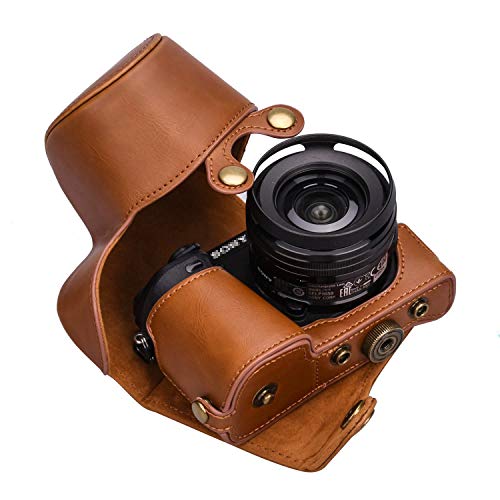 Hargedis XEVN for sony a6400 case,for sony a6300 case,Premium PU Full Body Leather Camera Case Bag for sony alpha a6300 a6000 a6100 a6400 Fit 16-50mm Lens with Camera Shoulder Strap(Brown)