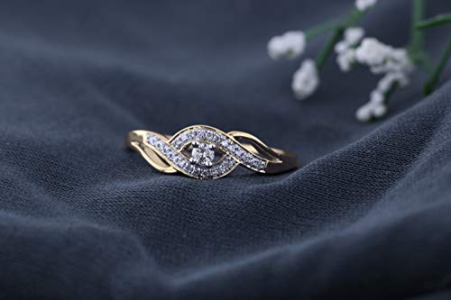 Dazzlingrock Collection 0.15 cttw Round White Diamond Criss Cross Promise Ring for Women in 10K Solid Gold4