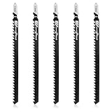 Yuanchu T344D T-Shank Jigsaw Blades, 5 Pcs 6 Inch Long Jig Saw Blades Carbon Steel Jigsaw Tool Accessory for Quick Cutting Thick Construction Softwood Hardwood Wood Core Plywood Chipboards Plastic
