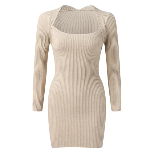 Robe en tricot côtelé extensible de qualité supérieure et chic