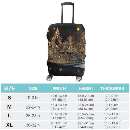 Crown Vintage Book Luggage Cover, Washable Elastic Suitcase Cover Protector Fit 18-32 Inch Luggage2