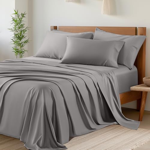 Shilucheng - Set Di Lenzuola Matrimoniali Da 4 Pezzi, Composto Da Una Miscela Di 60 Rayon Derivato Dal Bamb E 40 Poliestere Lenzuola Rinfresc~p115490586