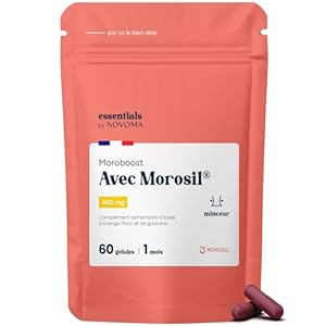 Morosil® 400 mg avec Guarana, Bruleur de Graisse Puissant et Coupe Faim, 60 Gélules Végétales, Cure de 1 Mois, Complément Alimentaire Minceur, Fabriqué en France, Essentials by Novoma