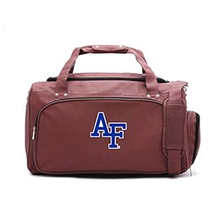 Zumer Sport Air Force Falcons Football Leather Travel Kit Duffel Gym Bag – made from actual football materials – Shoulder Strap and Handles – Shoe Compartment – Brown