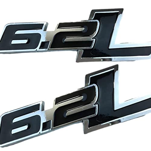 Image of 2X New 6.2L Emblems 3D Hood Badge Logo Compatible for Silverado 1500 2500HD (Glossy Black)