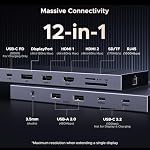 UGREEN 12 in 1 Docking Station with Triple 4K Display, Revodok Pro 212 USB-C Hub with Dual HDMI & 4K@120Hz DP, 1Gbps Ethernet, 10Gbps USB, 100W PD, 170MB/s SD/TF, Aluminum Hub for ASUS, HP, XPS13&15 | 2x10Gbps USB C, 2xUSB-A 2.0, 100W PD, SD/TF 3.0, 