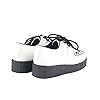 Men's Platform Creeper,Flat Wedge Shoes,Rocker Gothic Punk Style Footwear,Vegan Leather and Suede Lace-Up Shoes with D-Ring Eyelets(MFRE-Black LACE with White PU-10) #1