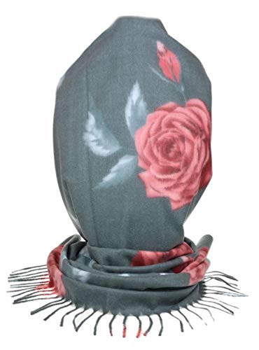 Écharpe motif roses raffinée Girly Handbags grise au fini soigné