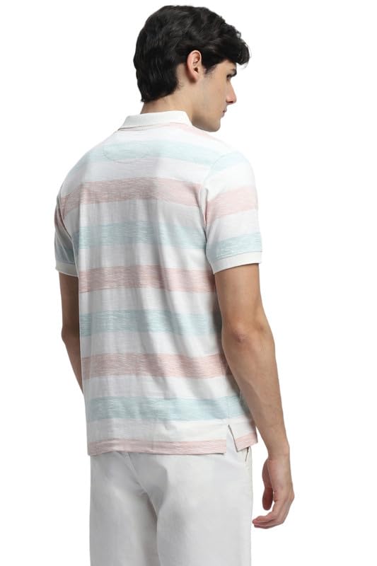 Image of Dennis Lingo Men's Blue Cotton Polo Neck Tshirt, Regular Fit Half Sleeve