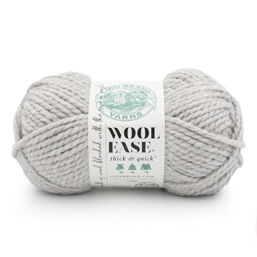 Image of Lion Brand Yarn, Wool-Ease Thick & Quick, Parchment, Heather Gray, 1 Pack | Super Bulky Wool Acrylic Blend Fiber for Soft Hats, Sweaters, Chunky Blankets, Yarn for Crochet, Knitting, Crafts, Weaving