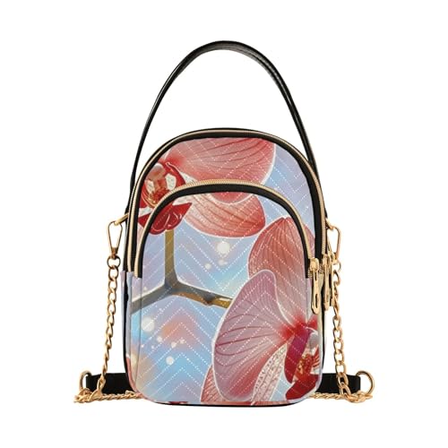 Womens Shoulder Handbags Tote Bag Quilted Purses for Women Orchid Print with Chain Strap for Shopping Office,Multi12