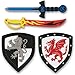 Liberty Imports Dual Foam Sword and Shield Playset - 2 Pack Medieval Combat Ninja Warrior Weapons Costume Role Play Accessories for Kids