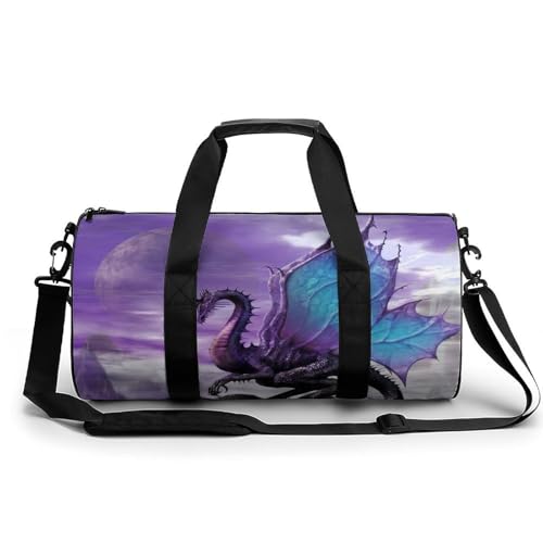 Sac de sport dragon violet pour le week-end et camping 45cm