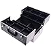 SHANY Essential Pro Makeup Train Case Cosmetic Box Portable Makeup Case Cosmetics Beauty Organizer Jewelry storage with Locks, Multi Compartments Makeup Box and Shoulder Strap - Silver