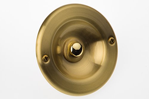 HUBER Unterputz Klingeltaster 1-fach aus Messing rund - Türklingelknopf - Haustürklingel Unterputz aus Messing - Klingelschalter, Klingel, gebürstet