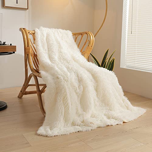 Xege Luxury Faux Fur Throw Blanket, Beige Soft 50X60 Fluffy Blanket Throw, Ivory Shaggy Plush Decorative Couch Blanket, Cute Furry Throw Fuzzy Office Lap Blanket For Bedroom Living Room Beige #TOP9