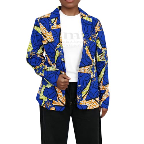 African Coat for Women Dashiki Blazer Kente Print Jacket Clothes Ankara Attire Notched Lapel Formal Top2