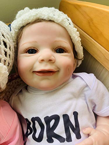 iCradle Reborn Babypuppen 22zoll 55cm für Zwillinge Baby Neugeborene handgefertigt Vinyl niedliche Puppe Geschenk für Weihnachten Geburtstag Open-Eyes – Bild 5