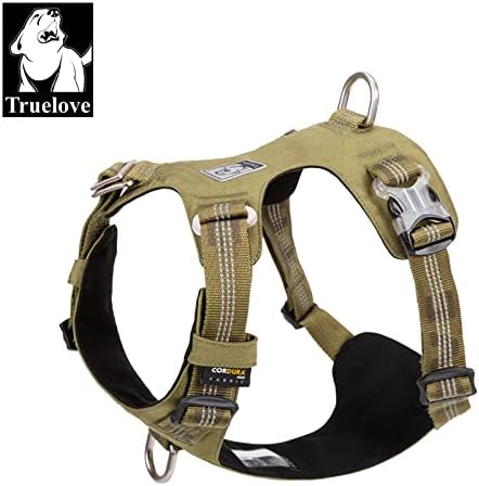 Truelove Explosion-Proof Waterproof Fabric Dog Harness High Density Nylon Webbing Light-Weight Outdoor Product Suitable Small and Medium Large Dog TLH6282(Army Green, L)