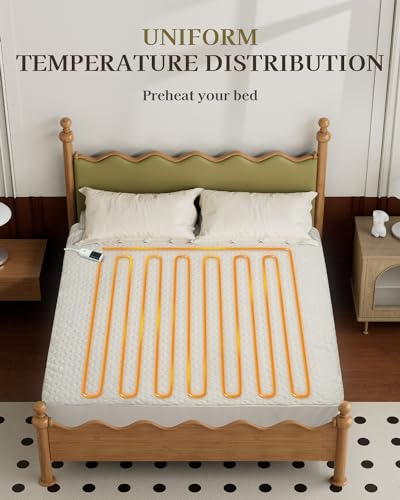 Gotcozy Heated Mattress Pad Twin Size - Electric Mattress Pad Fit up to 15‘’ with 6 Heat Setting & 10 Hour Auto Off ETL Certified Machine Washable(White)