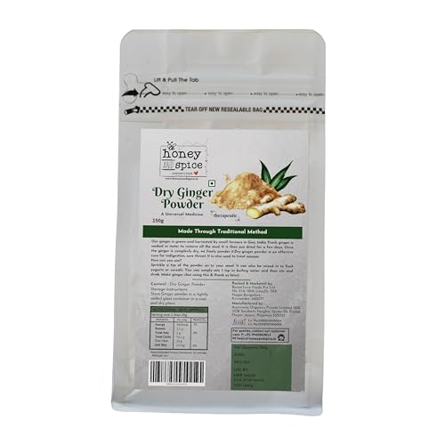 Image of Honey and Spice Dry Ginger Powder (150g) | Paper packaging | No Added Preservatives | Sukku Podi | Dry Sonth /Adrak Powder | Perfect For Cooking, Baking, Smoothies, and Teas
