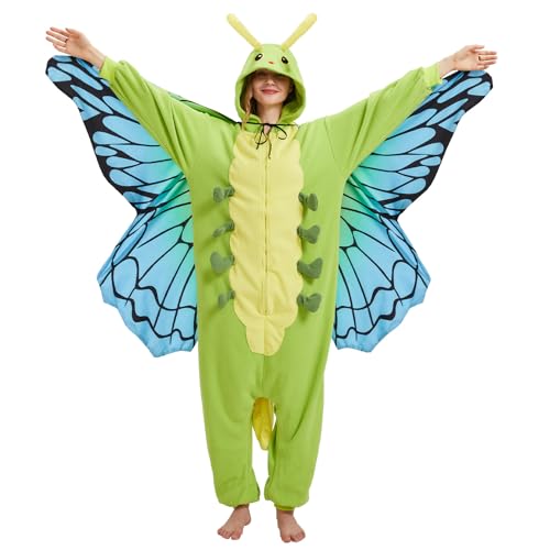 AMAMHAHAVA Caterpillar to Butterfly Onesie Pajamas for Adults Transformative Onesie Pajamas for Halloween & Christmas