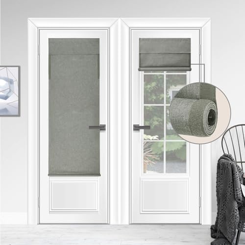 WdFour Triple Layers,UV Protect,100% Light Block, Multi-use, no Noise, Easy Installed Door Curtains, Adjustable Roller Shade, Window Blind, for Office, Wards and Home(30" Wx70 L,Sage Green,Pack of 1)