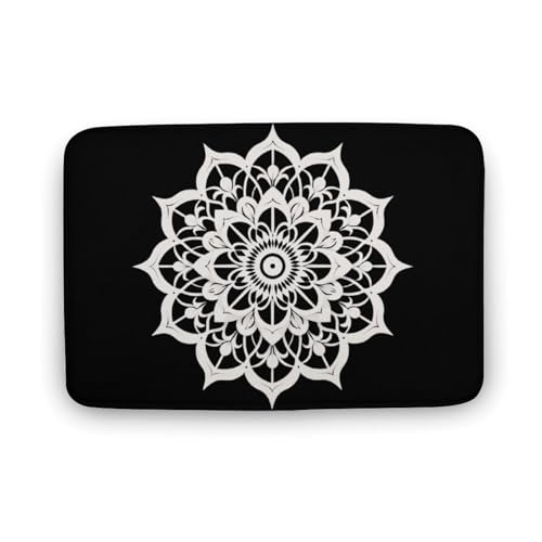 Mandala Lotuses Flower Coral Velvet Rugs Non-Slip Bathroom Rugs Soft Kitchen Rug Floor Carpet for Home Decor 15.7