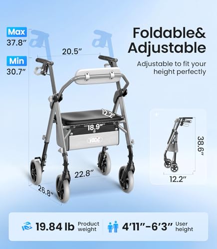 Image of VOCIC Z11 Rollator Walker for Seniors with Seat, 380 LBS
