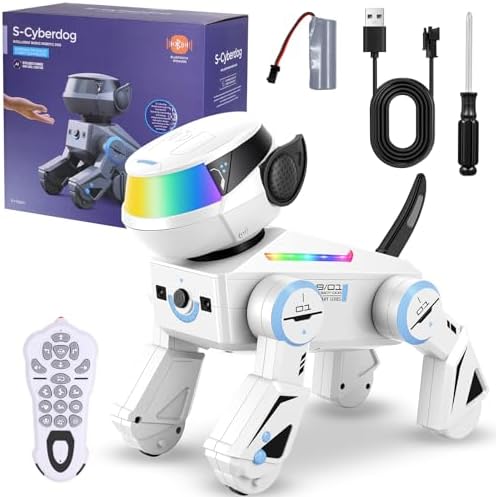 Smart Robot Dog for Kids,Interactive Robotic Puppy with Bluetooth, Touch Sensor,Programmable Actions, Dancing &Singing, LED Eyes, Rechargeable Battery, Gift for Boys & Girls Ages 6-12 (White)