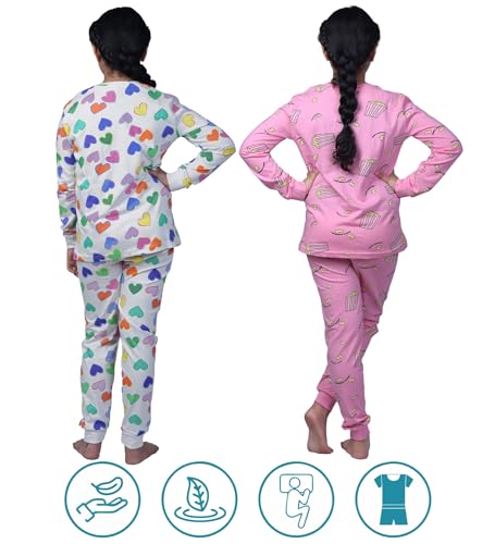 Image of Hestia | H.NSG.N.1 | Kids Girls Nightwear | Sleepwear | Cotton |Trouser Full Sleeves Tshirt | Elastic Waist |Night Dress with Pyjama Tshirts for Girls|All Over Horse Printed |Blue Color 4-6Yrs |Set 1