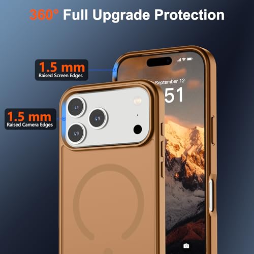 Image of SUPFINE Magnetic for iPhone 17 Pro Case (Compatible with MagSafe)(Military Grade Drop Protection) Translucent Matte Shockproof with Anti-Fingerprint Phone Cover 2025,Brown