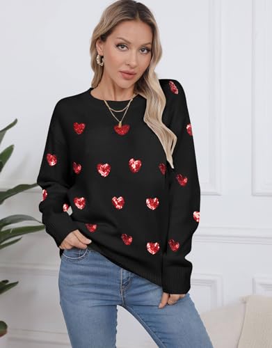 Image of Womens American Flag Sweater Crew Neck Casual Pullover Sweater