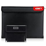 Fireproof Document Bag, 2Pcs Fireproof Money Bag for Cash,with 4200°F Heat Insulated, 8-Layer Waterp