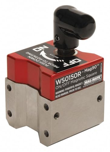 Image of MAG-MATE WS0150R On/Off Magnetic Square, Powerful Magnets and Welding Accessories, 150 lbs. Holding Capacity, 2.75" H X 1.5" W X 1.5" L, Red/Silver