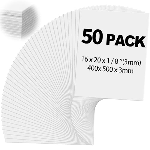 Image of Frienda 50 Pack Foam Board 16 X 20 Inch White for School Art Projects | Rigid Foam Core Double Sided Surface, Lightweight for School Projects Crafts Presentations Office Displays Wedding Artwork